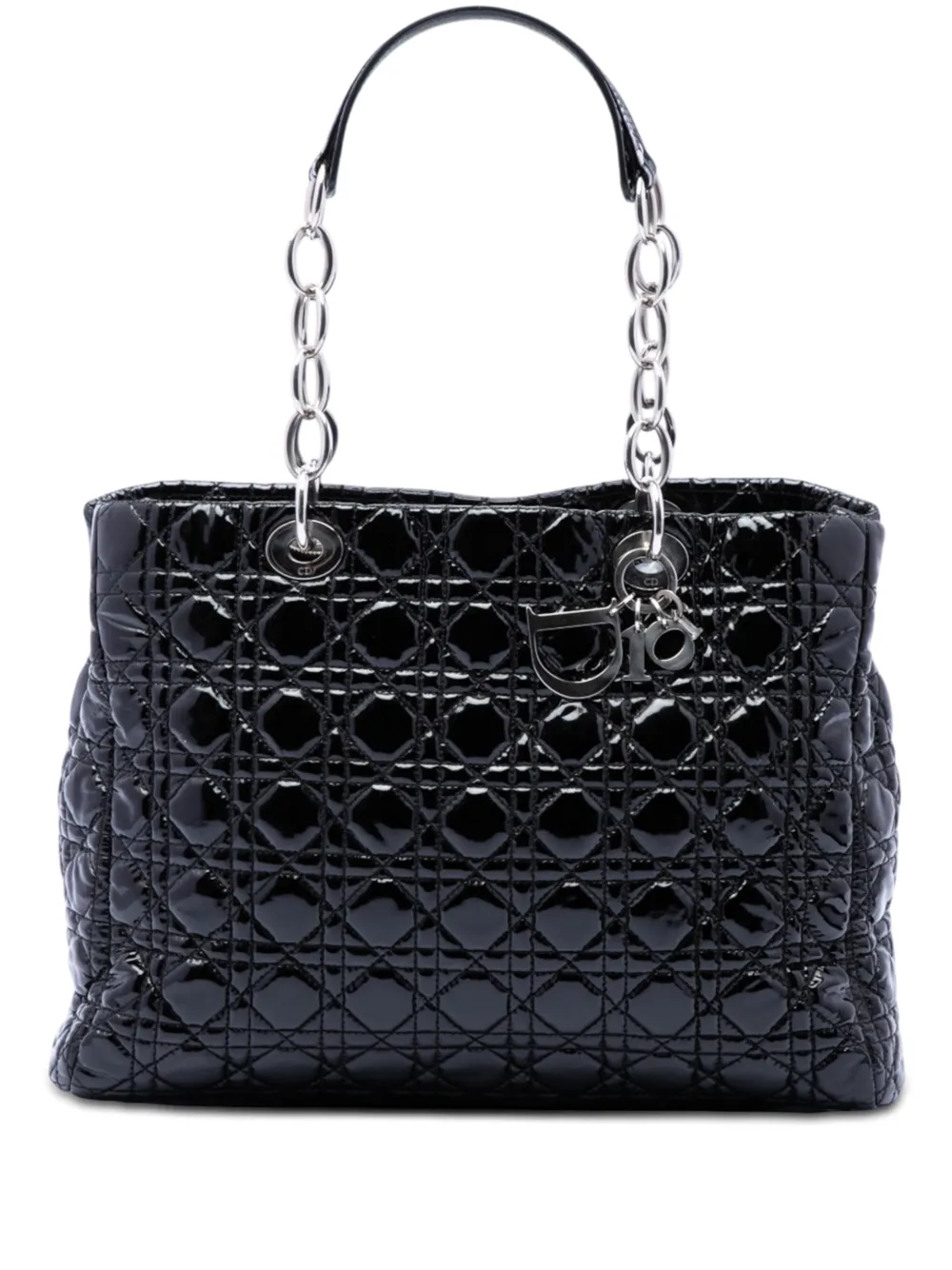 Christian Dior Pre-Owned 2010 Large Patent Cannage Lady Dior Soft Shopping tote bag - Nero