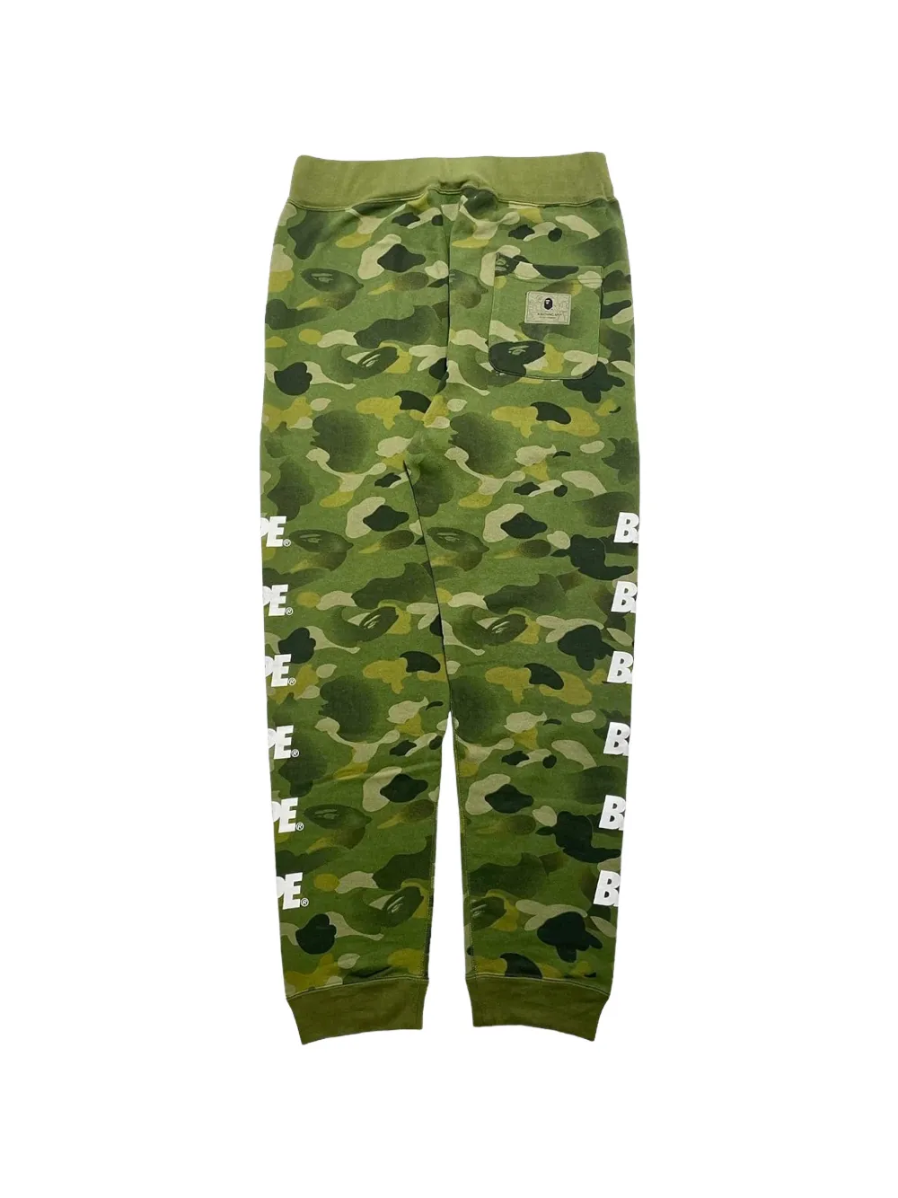 A BATHING APE Trainingsbroek met camouflage- en logoprint Groen