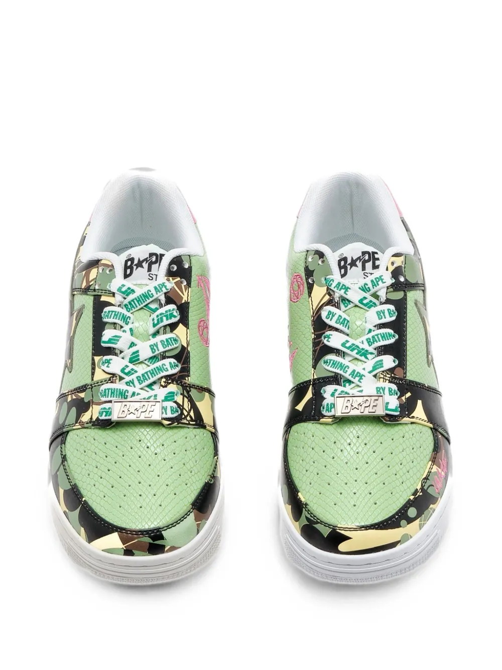 A BATHING APE x Mo' Wax x Unkle Bapesta Low M2 camo-print sneakers Groen