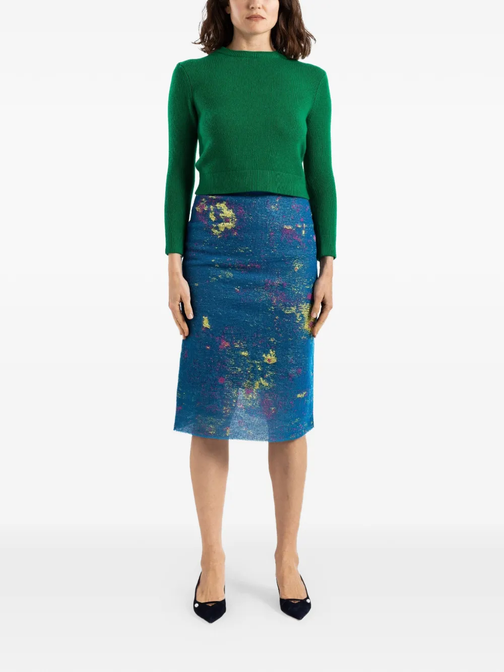  Bielo Falda Midi En Jacquard - Azul 
