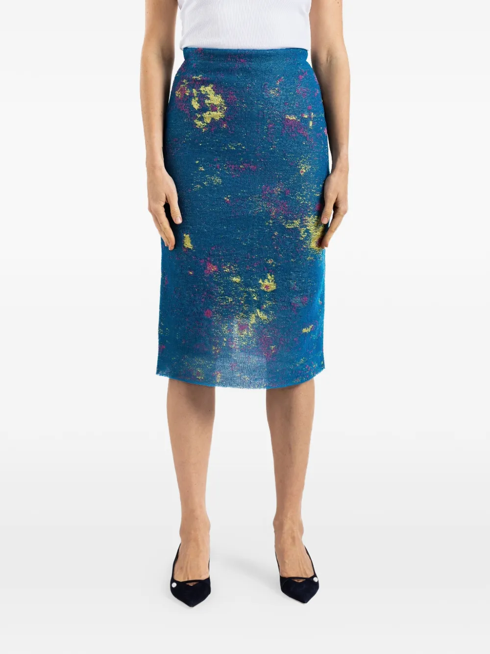Bielo translucent jacquard midi skirt - Blau