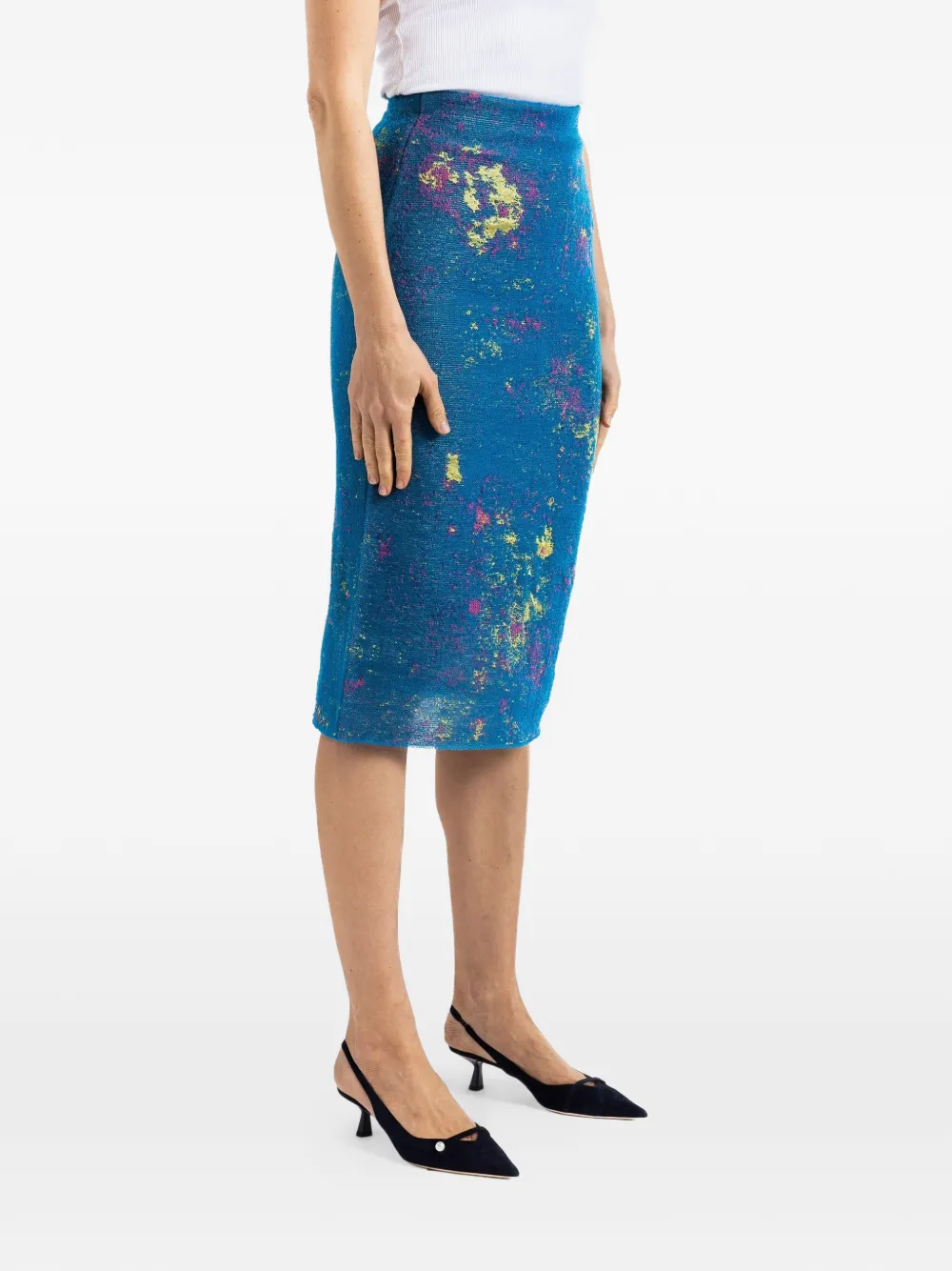 Bielo Falda Midi En Jacquard - Azul 