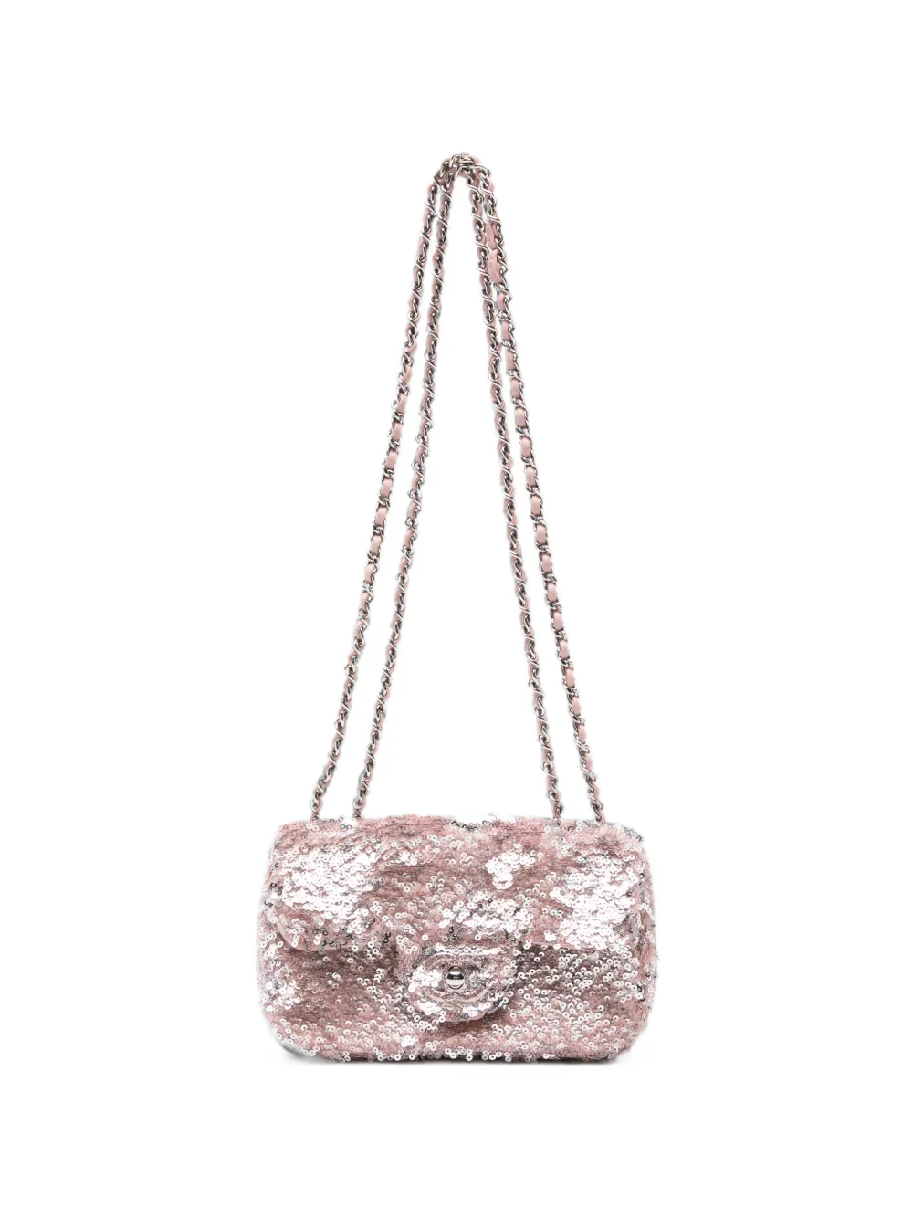 CHANEL Pre-Owned 2015-2016 Classic Flap sequin-embellished mini shoulder bag - Rosa