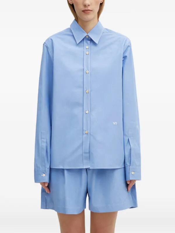 Wales Bonner Logo-embroidered Button-down Shirt in Blue