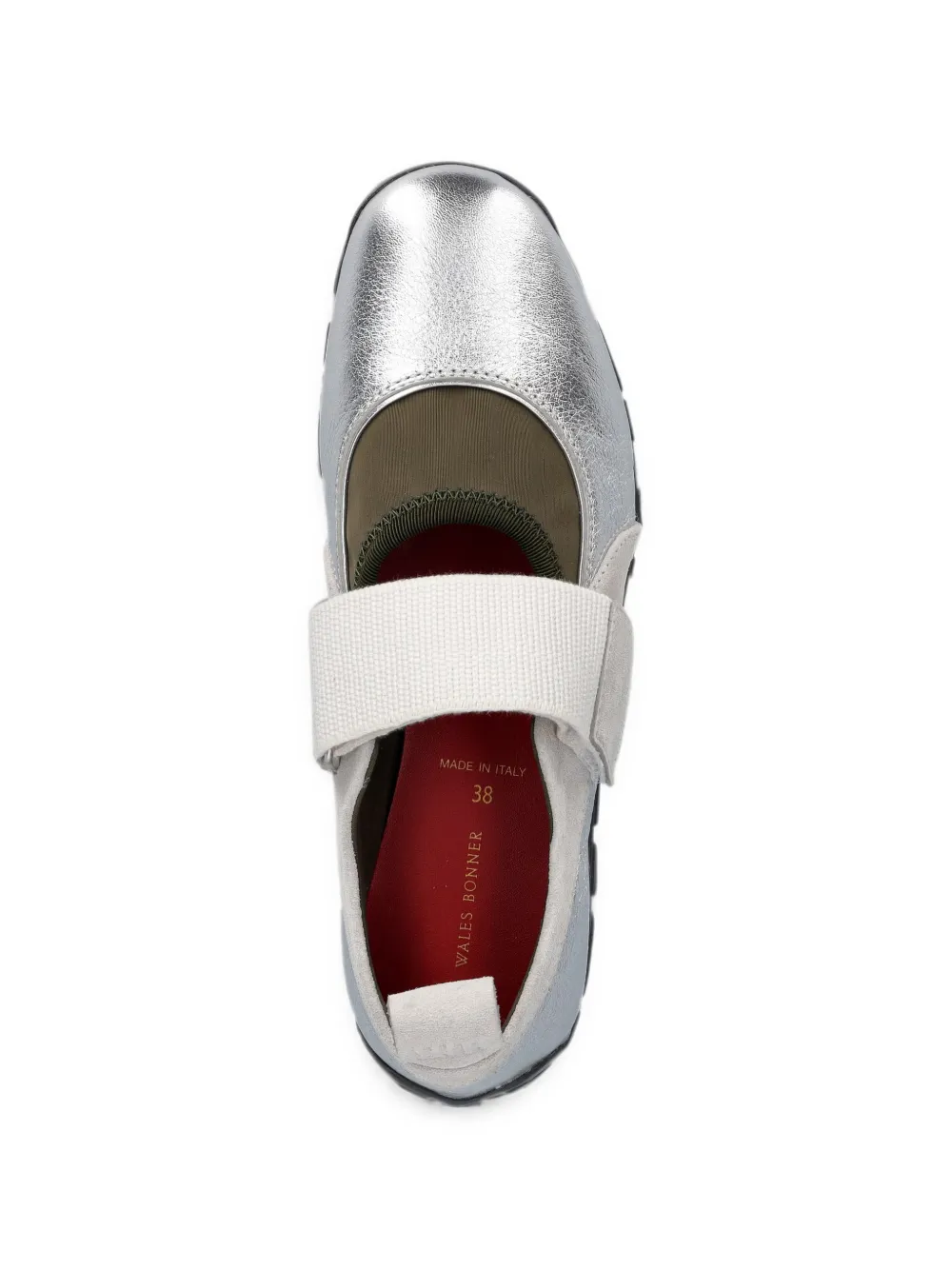 Wales Bonner Metallic ballerina's met klittenband Zilver