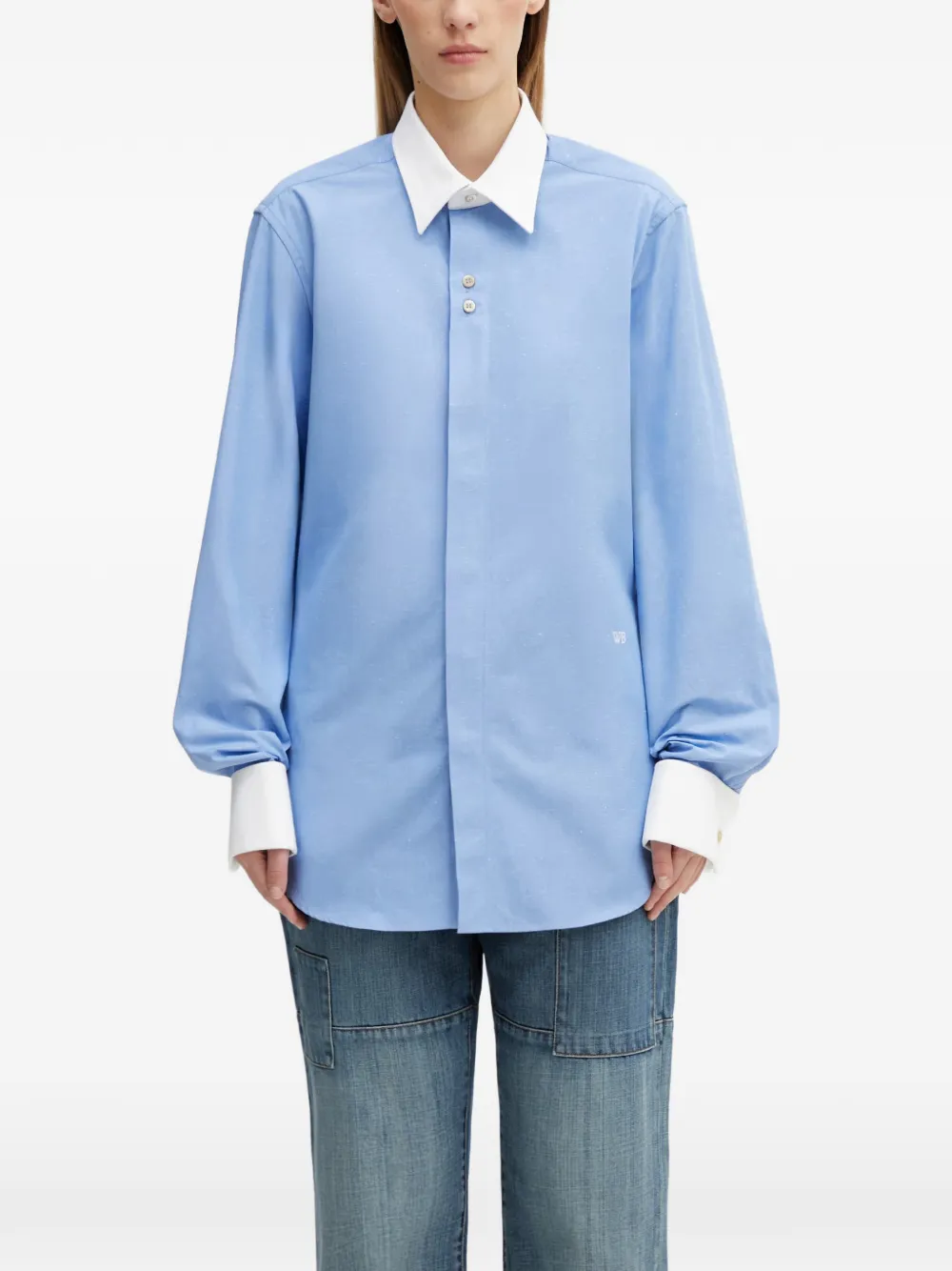 Wales Bonner Portrait long-sleeve shirt - Blu