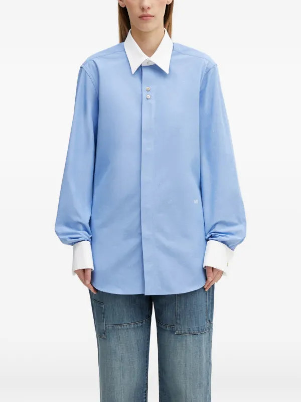 Wales Bonner Portrait Long-sleeve Shirt in Blue