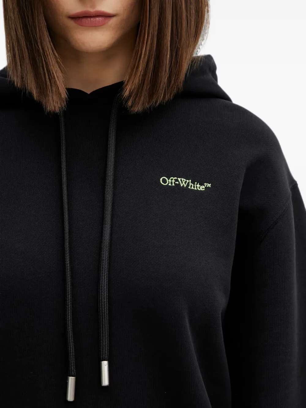 Off-White Arrows hoodie met geborduurde bloemen Zwart