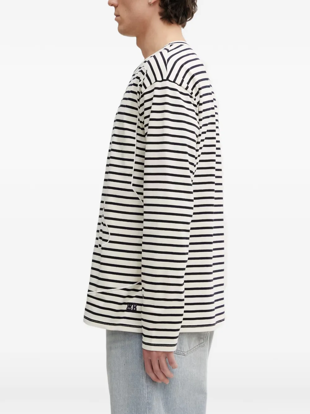 Wales Bonner Crown gestreept T-shirt met lange mouwen Beige