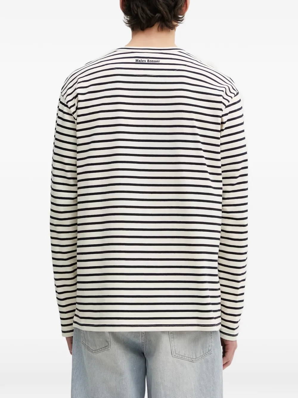 Wales Bonner Crown gestreept T-shirt met lange mouwen Beige