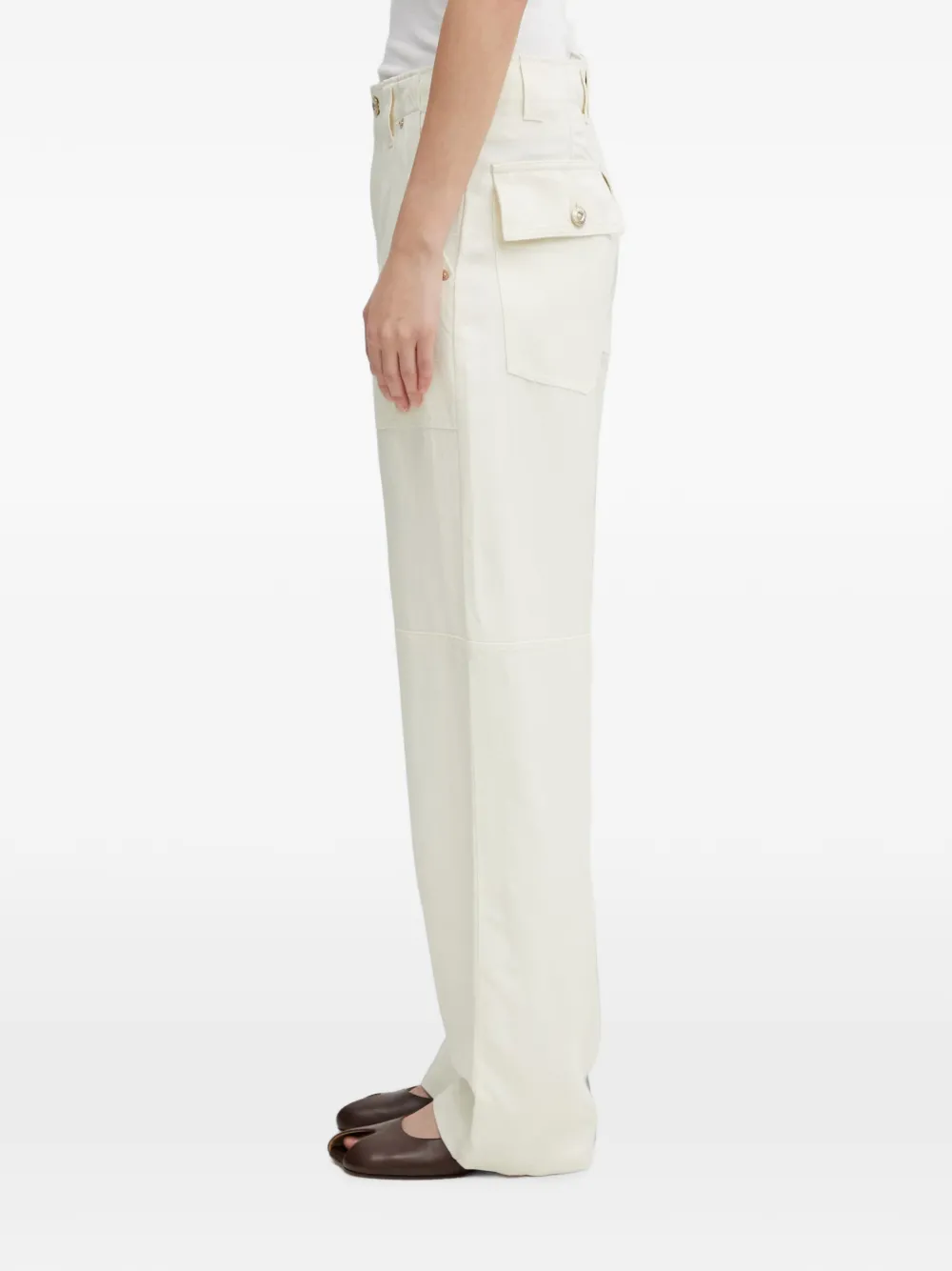 Wales Bonner Hymn broek met klepzak en knopen Beige