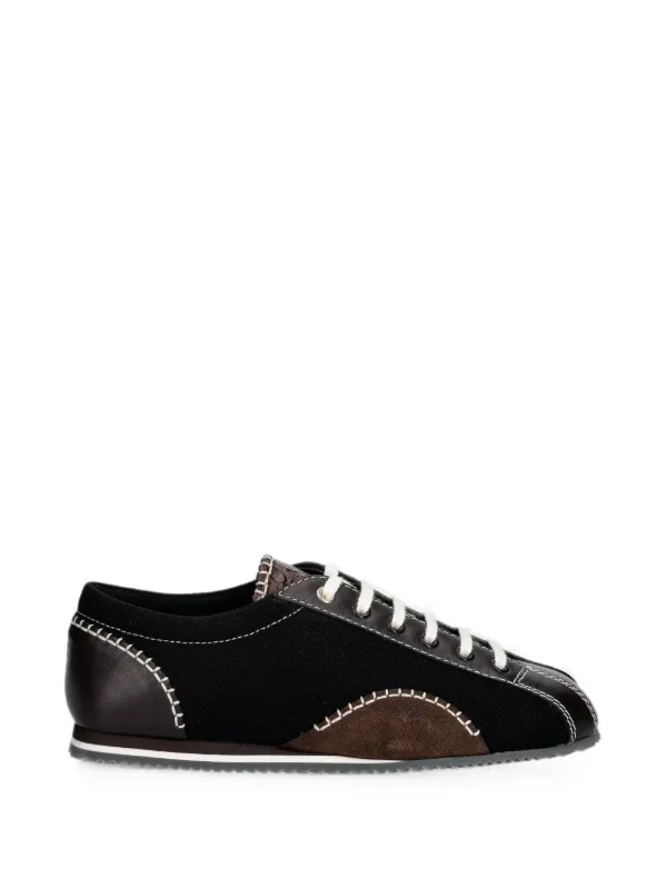 Wales Bonner Paris Contrast-stitch Leather-panelled Sneakers in Black