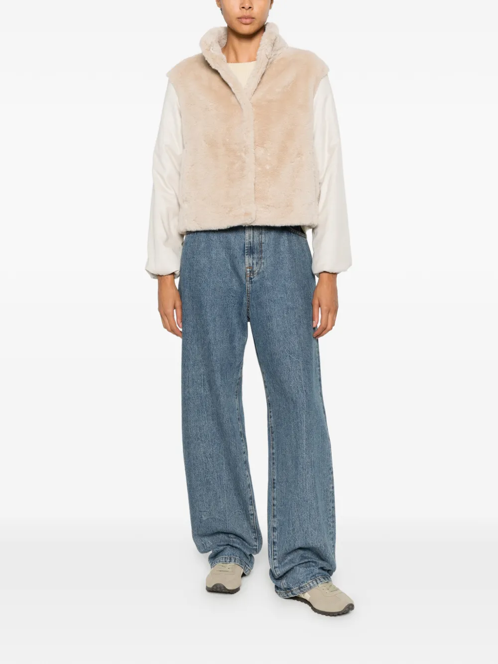 Herno Jack met vlakken van imitatiebont Beige