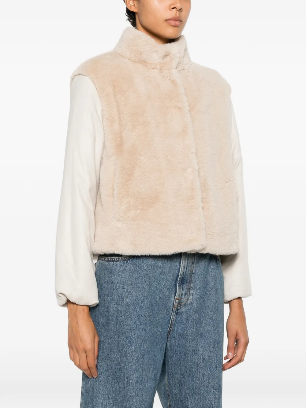 Herno Jack met vlakken van imitatiebont Beige
