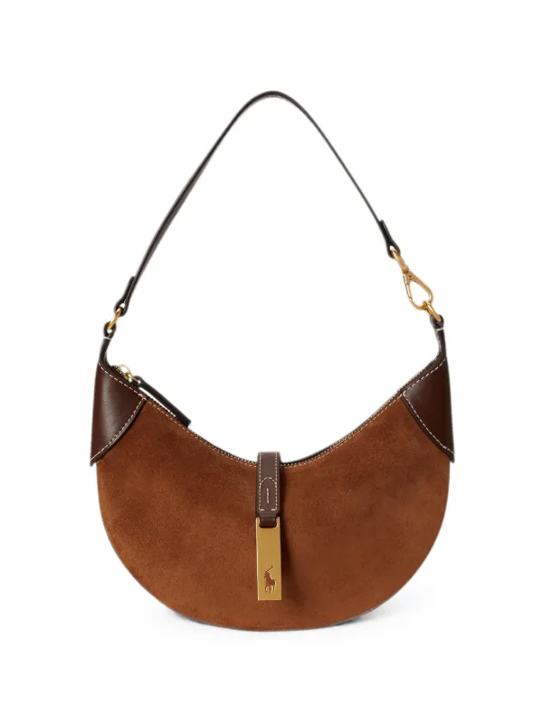Polo Ralph Lauren Mini Polo ID Suede Shoulder Bag in Brown