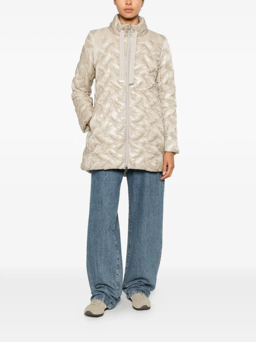 Herno Gewatteerde jas met hoge hals Beige