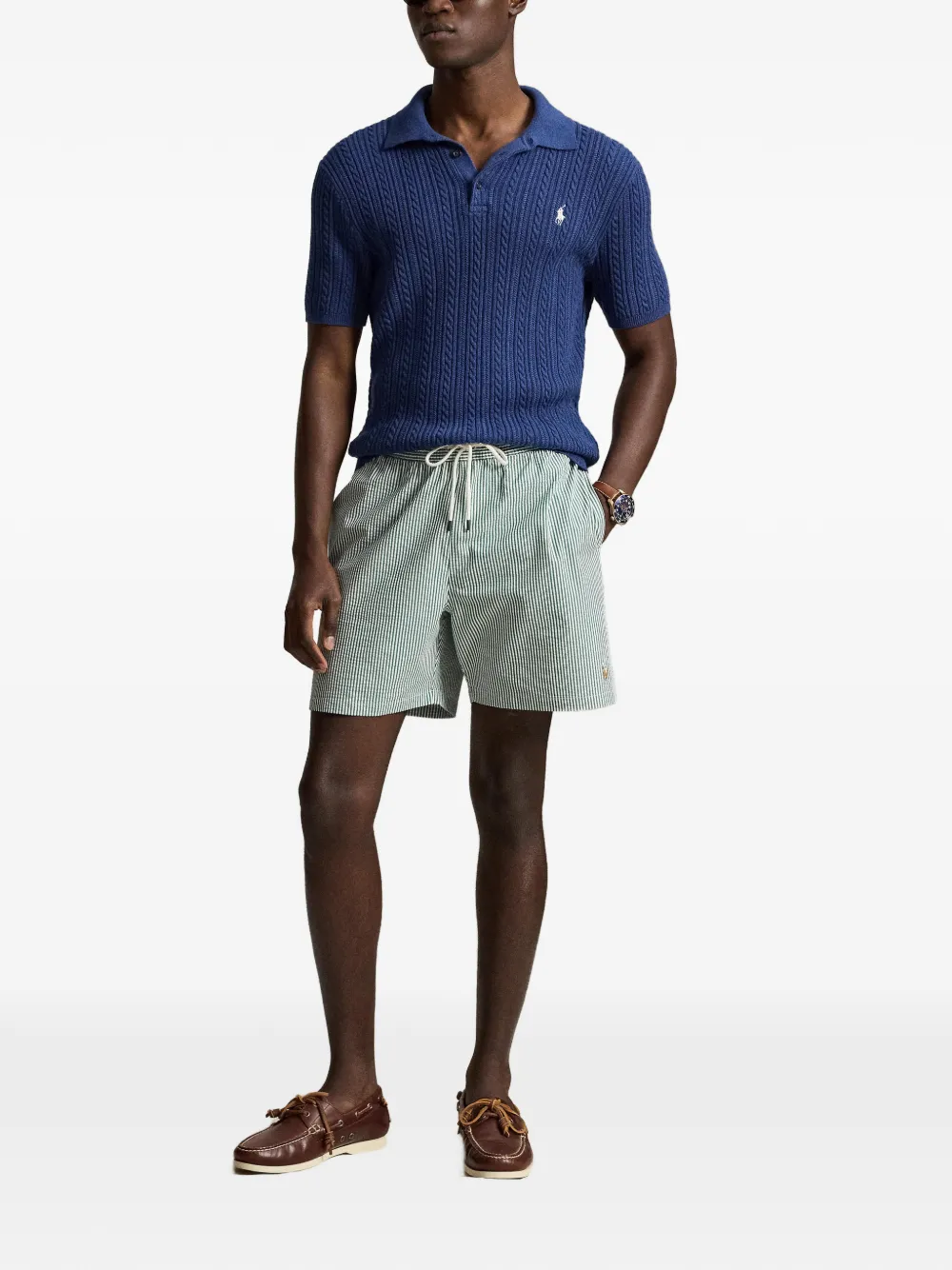 Polo Ralph Lauren Seersucker gestreepte zwembroek Groen