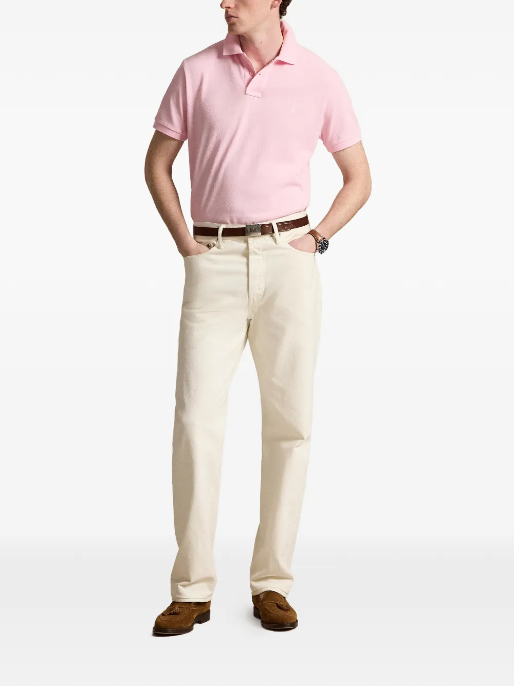 Polo Ralph Lauren Pony katoenen poloshirt met mesh Roze