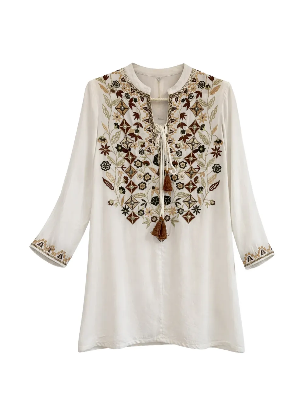 Pahiesa Formentera Embroidered Lace-up Tunic In White