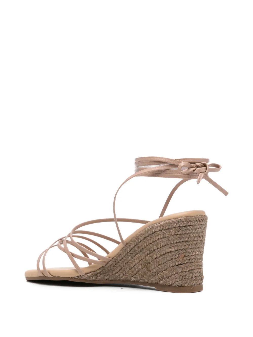 Manebi leather lace-up wedge sandals Beige