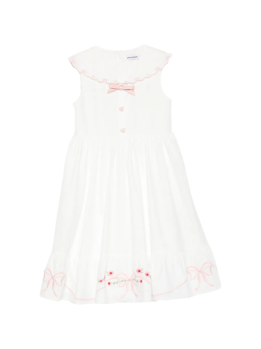 Self-Portrait Kids embroidered sleeevess dress - Bianco