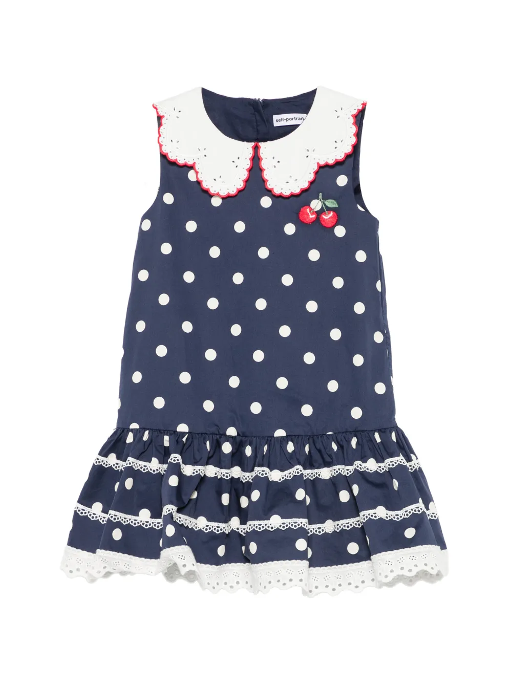 Self-Portrait Kids embroidered-collar polka-dot dress - Blu
