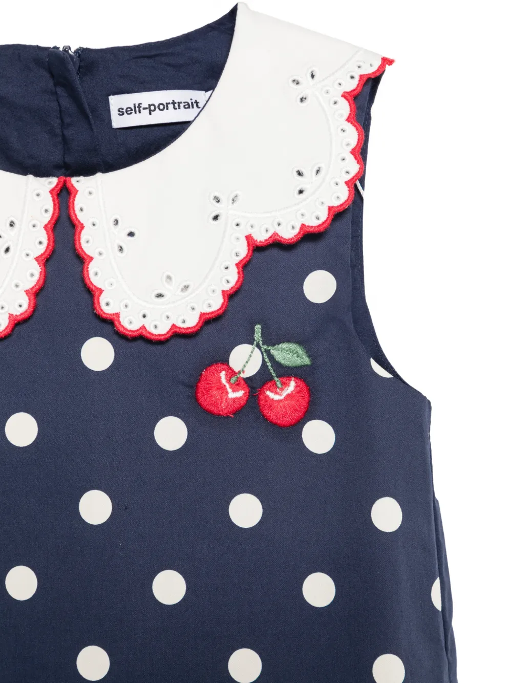 Self-Portrait Kids Jurk met geborduurde kraag en stippen Blauw