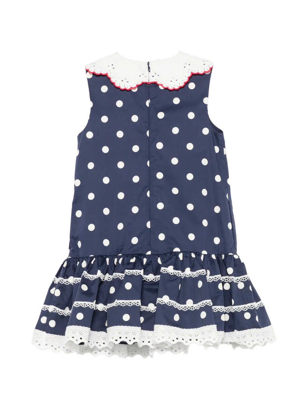Self-Portrait Kids Jurk met geborduurde kraag en stippen Blauw