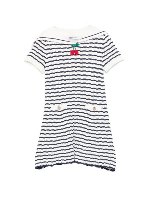 Self-Portrait Kids striped sailor-collar knitted dress