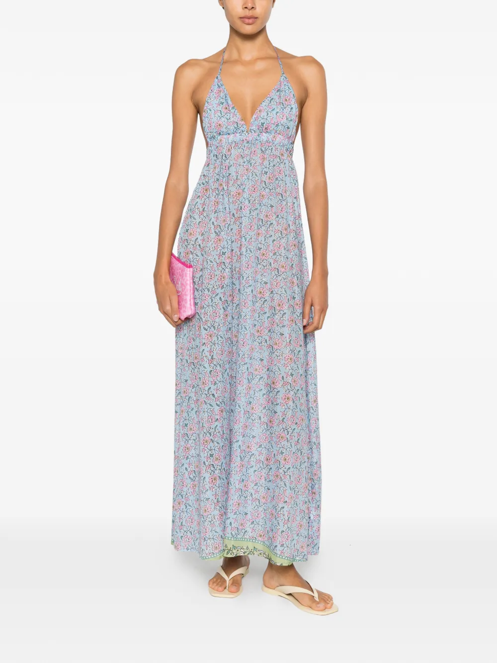 MC2 Saint Barth Zucky maxi-jurk met bloemenprint Blauw
