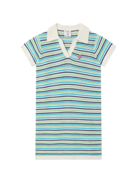 CASABLANCA KIDS vestido de tejido calado con motivo de rayas