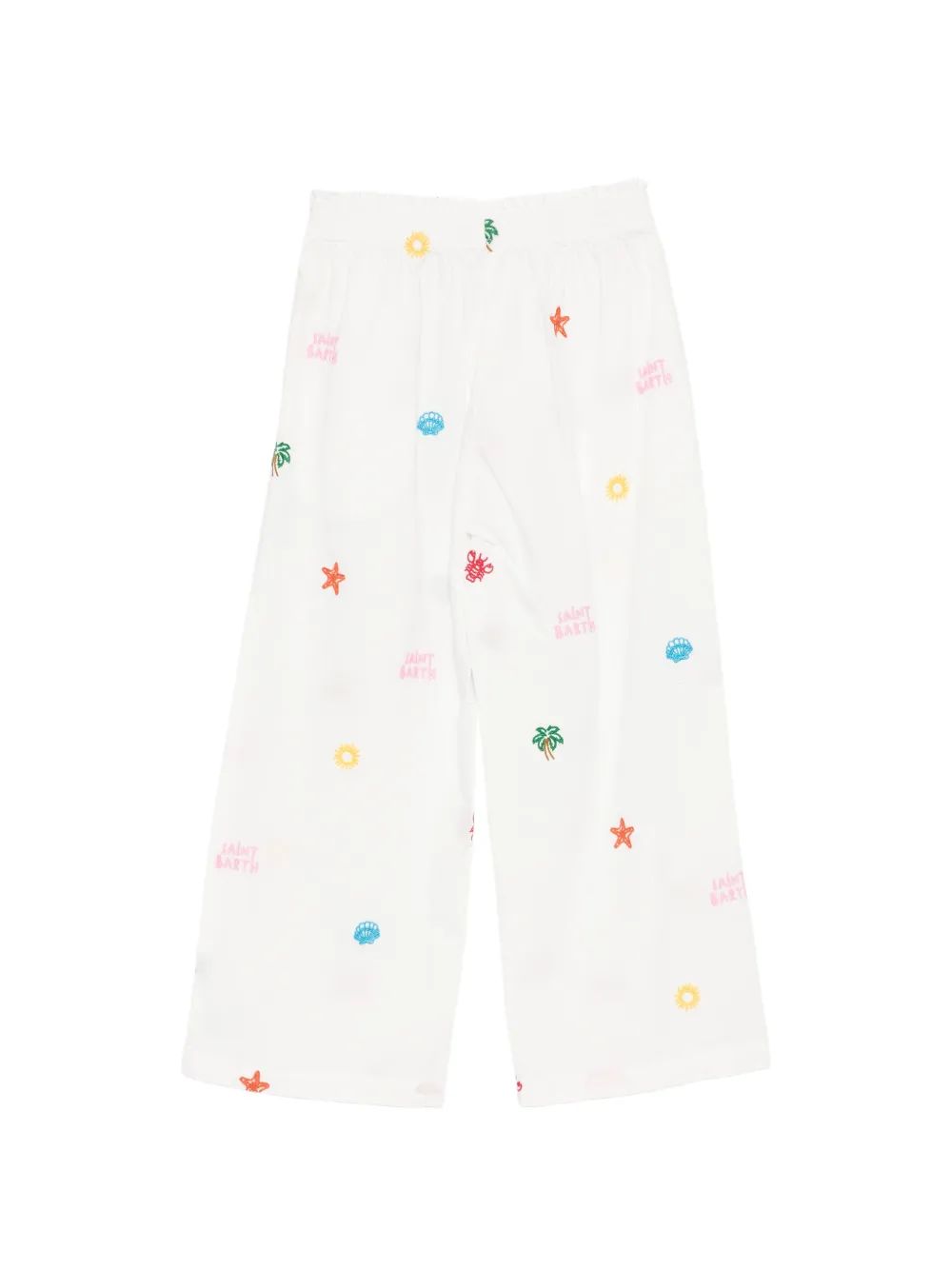 MC2 Saint Barth Kids Broek met elastische taille en borduurwerk Wit