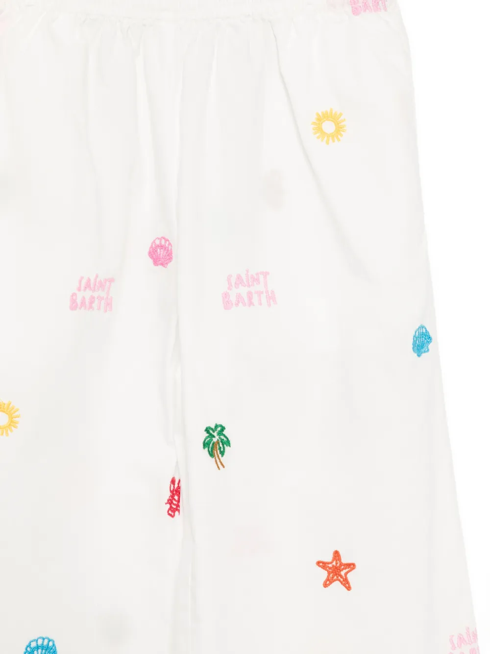 MC2 Saint Barth Kids Broek met elastische taille en borduurwerk Wit