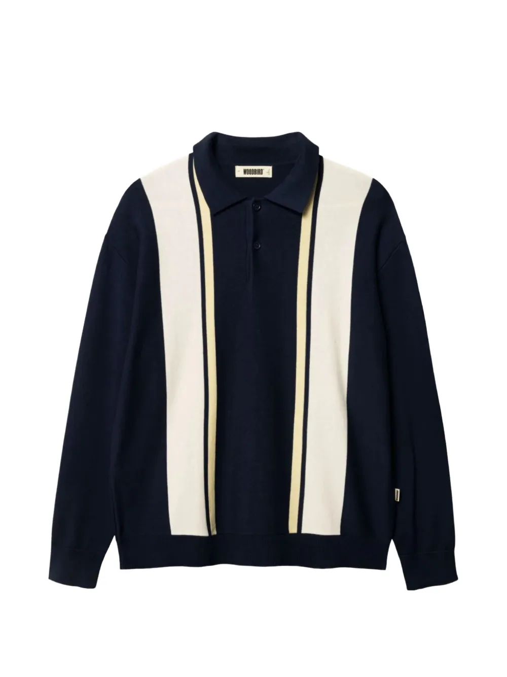 Woodbird Dom Gran striped long-sleeve polo shirt - Blu