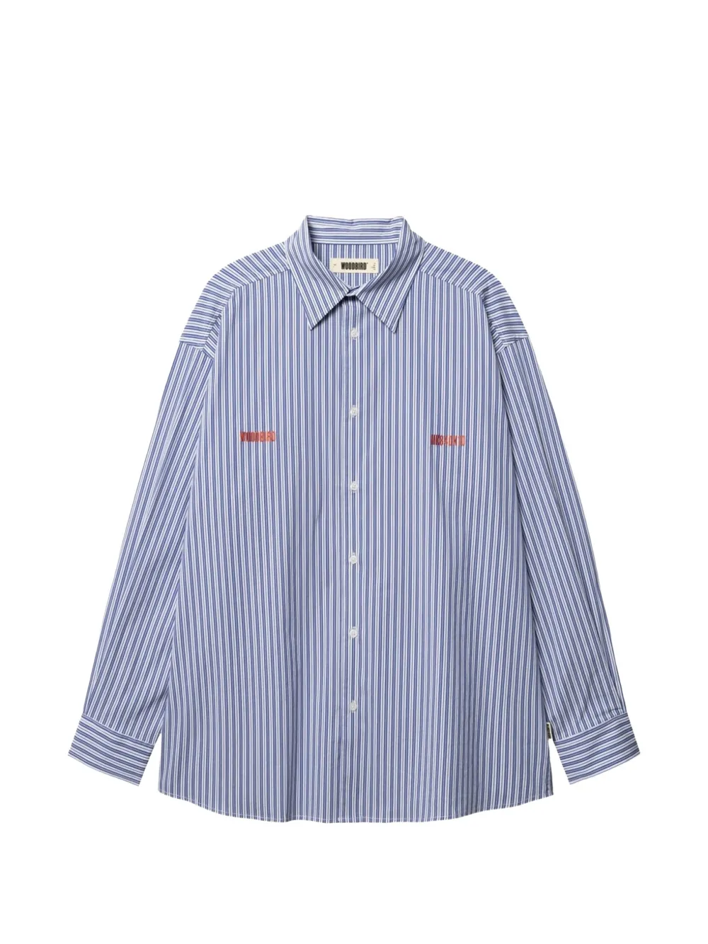 Woodbird Brooks Lion embroidered striped shirt - Blu