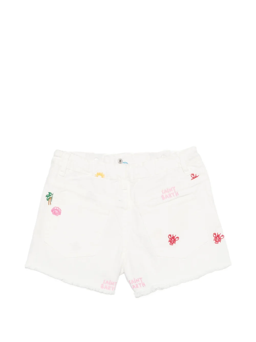 MC2 Saint Barth Kids Kiko shorts met borduurwerk en franje Wit