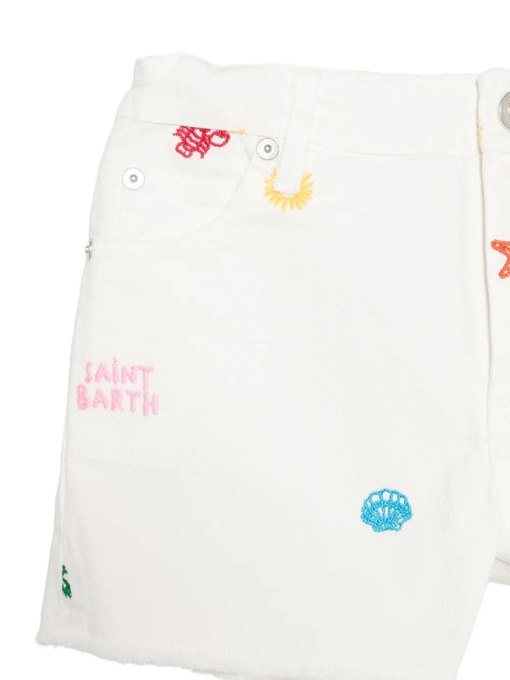 MC2 Saint Barth Kids Kiko shorts met borduurwerk en franje Wit