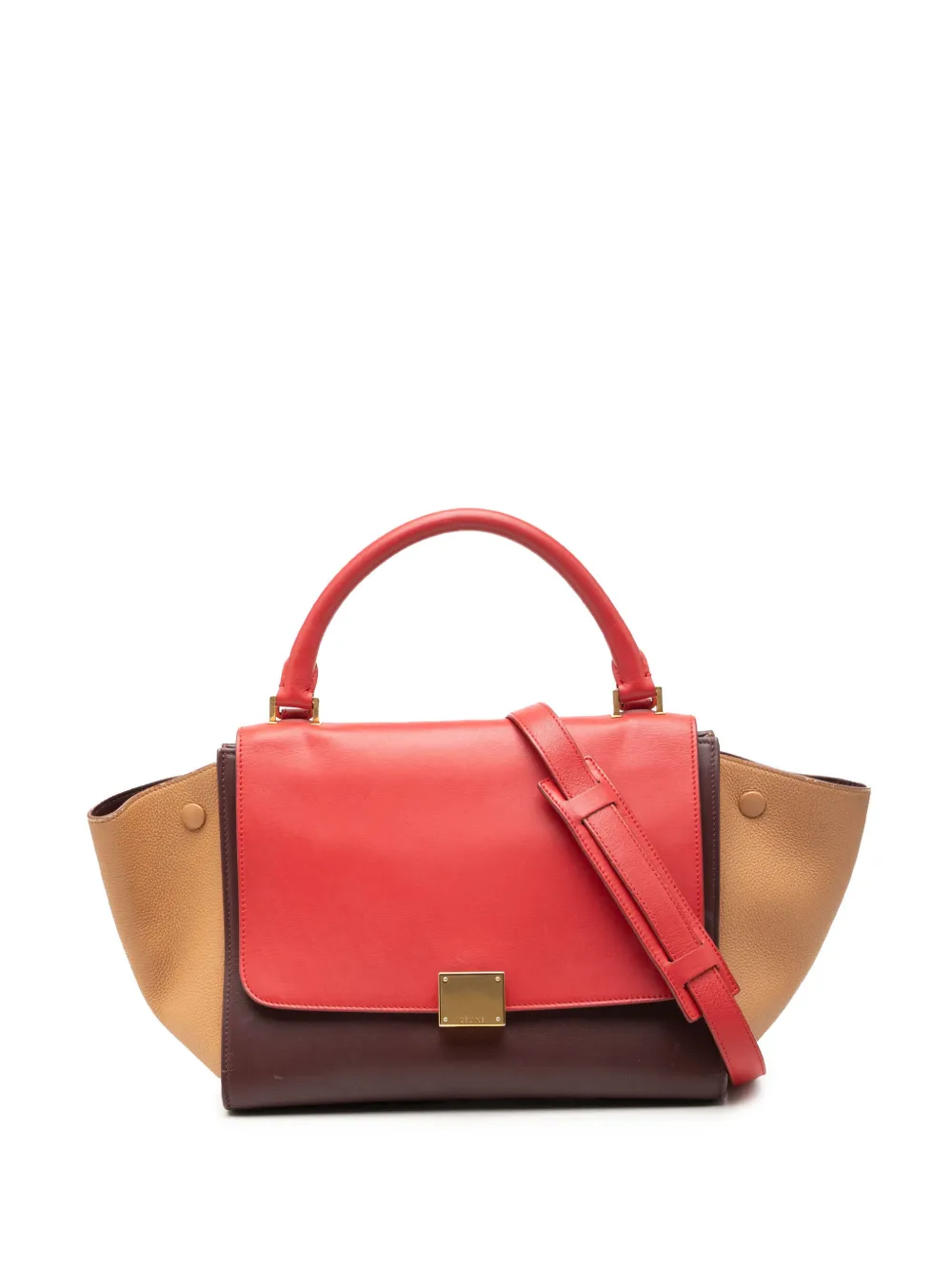 Celine Pre-Owned 2015 Small Tricolor Leather Trapeze satchel - Red