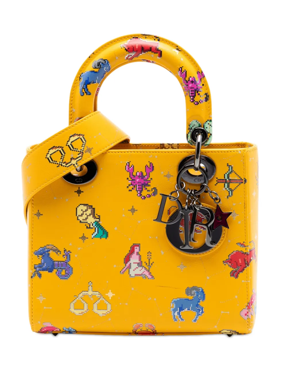 Christian Dior Pre-Owned 2022 Small Calfskin Pixel Zodiac Lady Dior satchel - Giallo