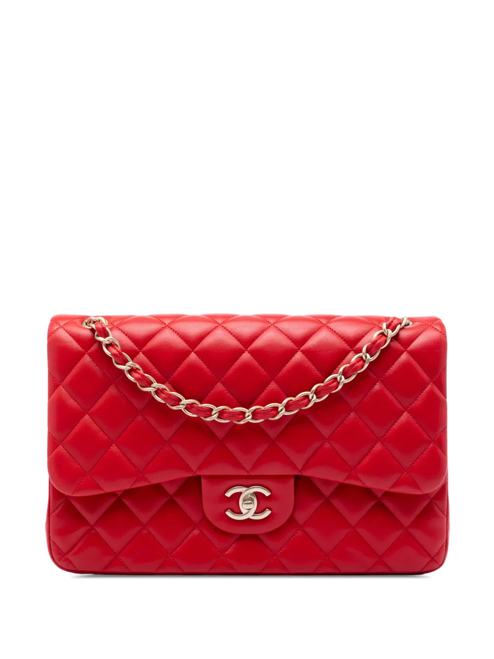 CHANEL Pre-Owned 2013-2014 Jumbo Classic Lambskin Double Flap shoulder bag - Red