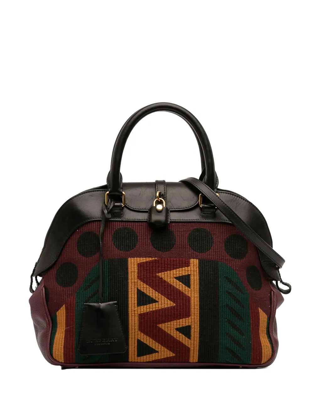 Burberry Pre-Owned 2000-2017 Medium Leather and Canvas Geometric Tapestry Milverton Bag satchel - Rosso