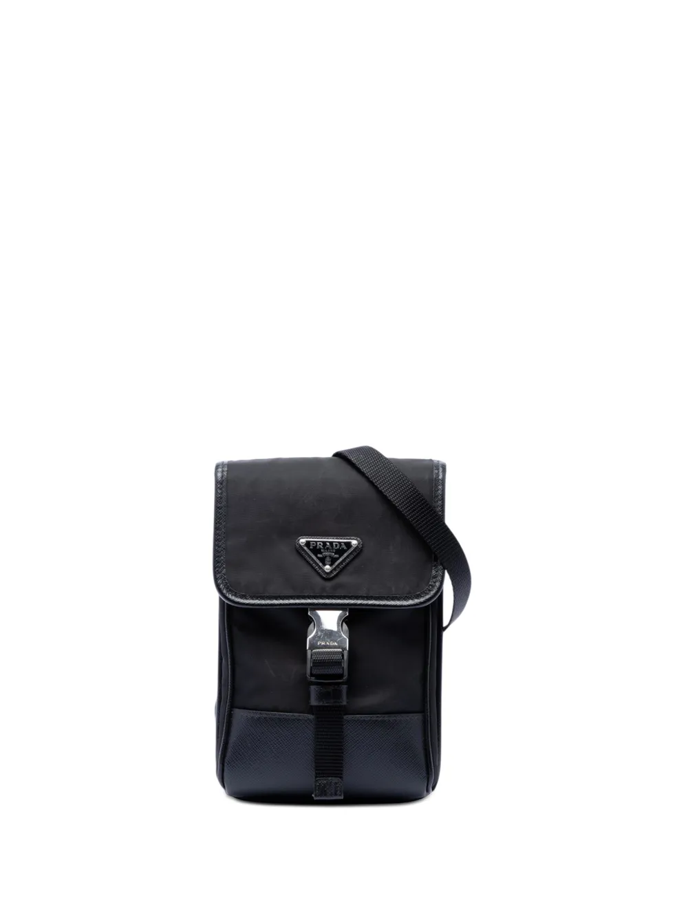 Prada Pre-Owned 2013-2026 Saffiano Trimmed Re Nylon Phone Case crossbody bag - Nero