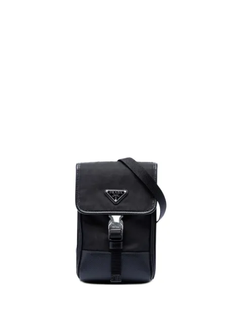 Prada Pre-Owned bandolera Re-Nylon con ribete de piel Saffiano 2013-2026