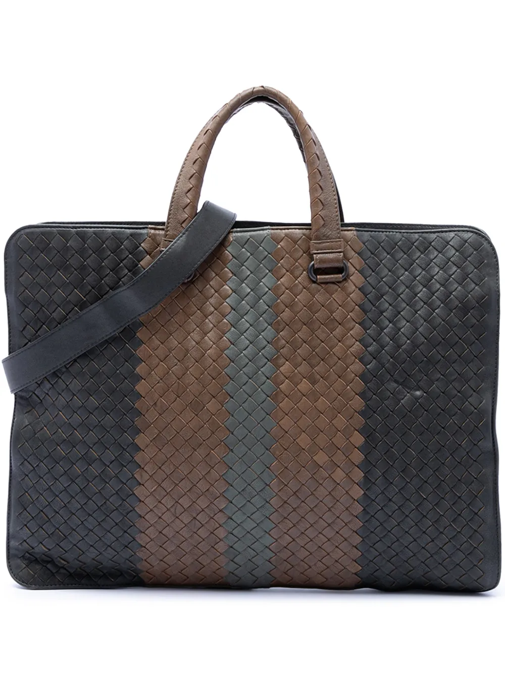 Bottega Veneta Pre-Owned 2012-2026 Nappa Intrecciato Club Fume Briefcase business bag - Schwarz