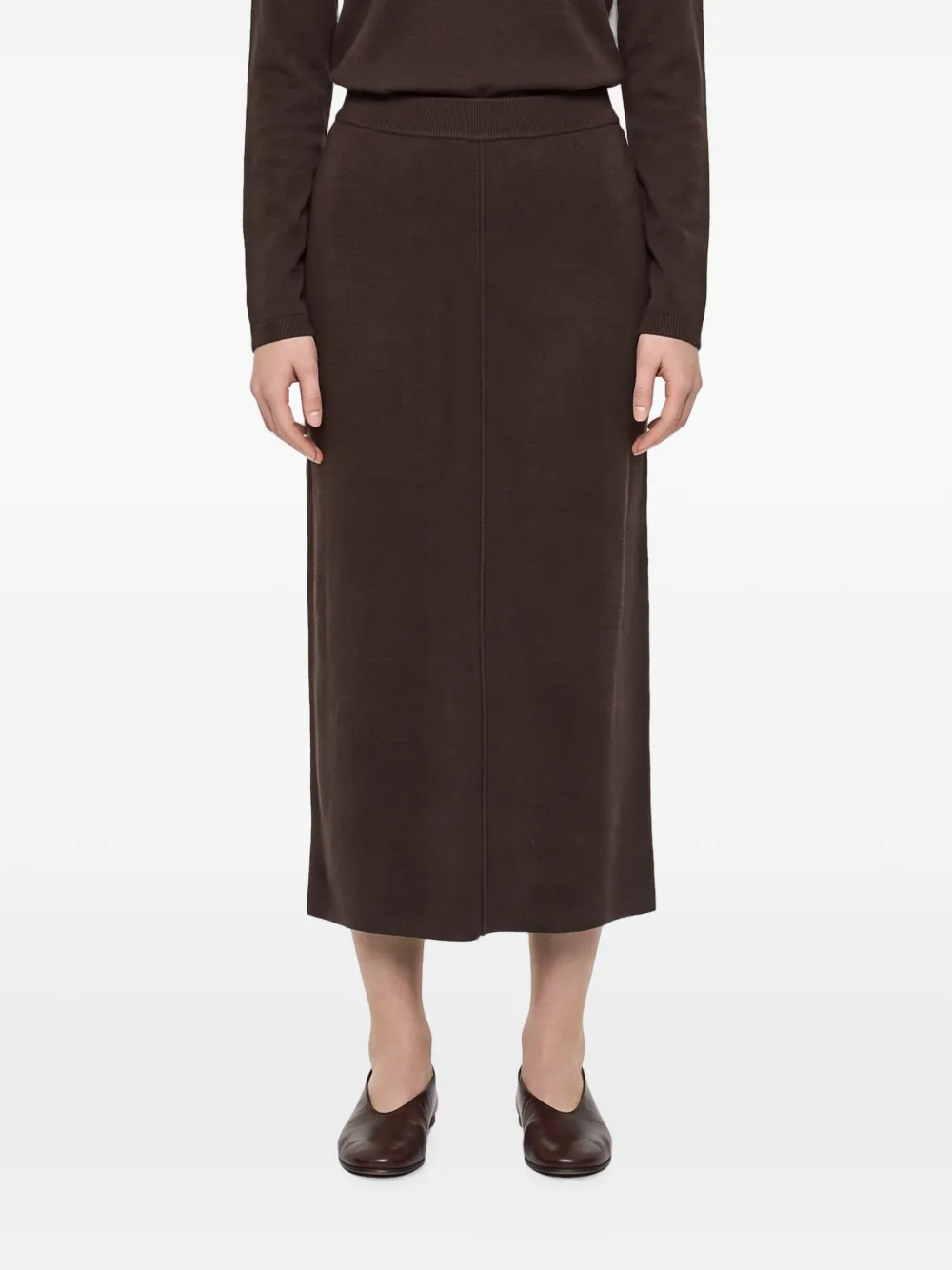 Antonelli Florida fine-knit slit-back skirt - Marrone