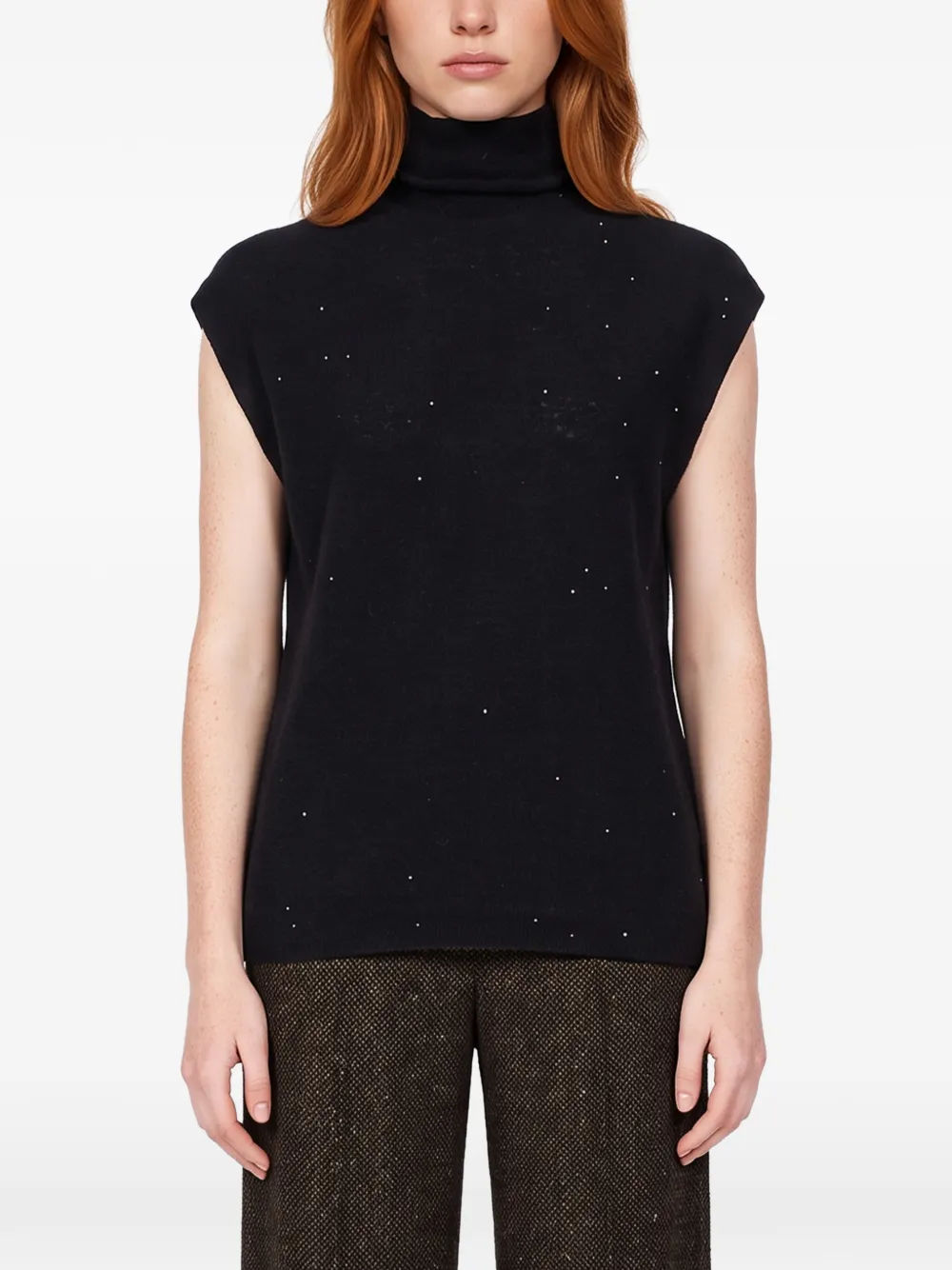 Antonelli crystal-embellished roll-neck sweater Zwart