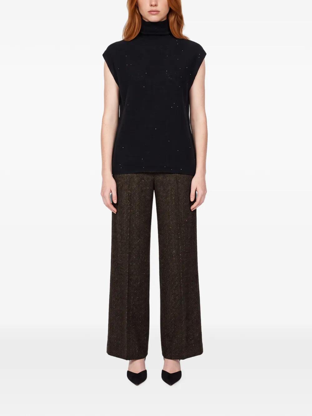 Antonelli crystal-embellished roll-neck sweater Zwart