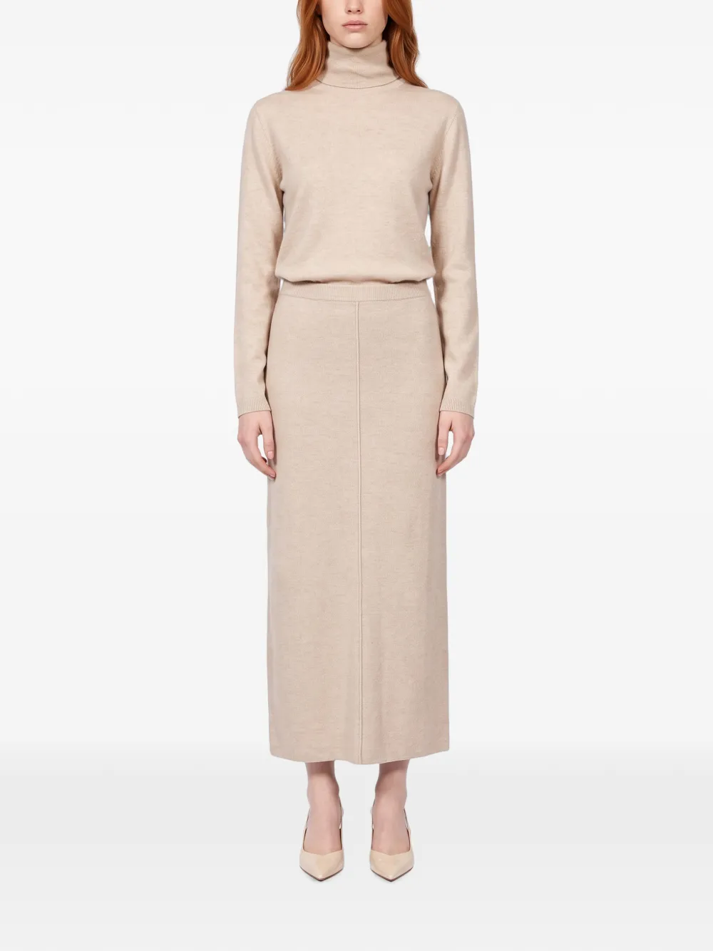 Antonelli Florida ribbed-trim pencil skirt Beige