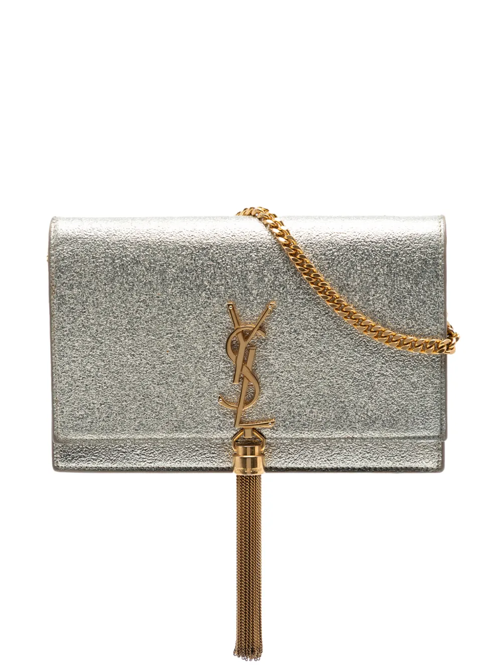 Saint Laurent Pre-Owned 2017 Small Metallic Kate Tassel Wallet On Chain crossbody bag - Argento