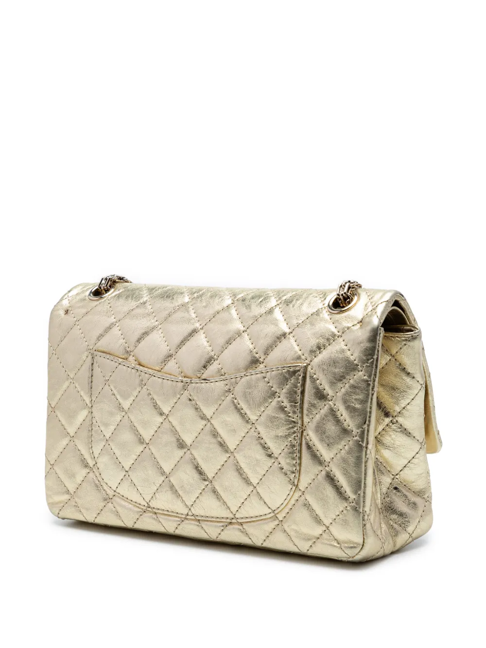  Chanel Pre-owned Borsa A Spalla Quilted Metallic Aged Calfskin Reissue 2.55 Double Flap 226 2008-2009 - Oro 